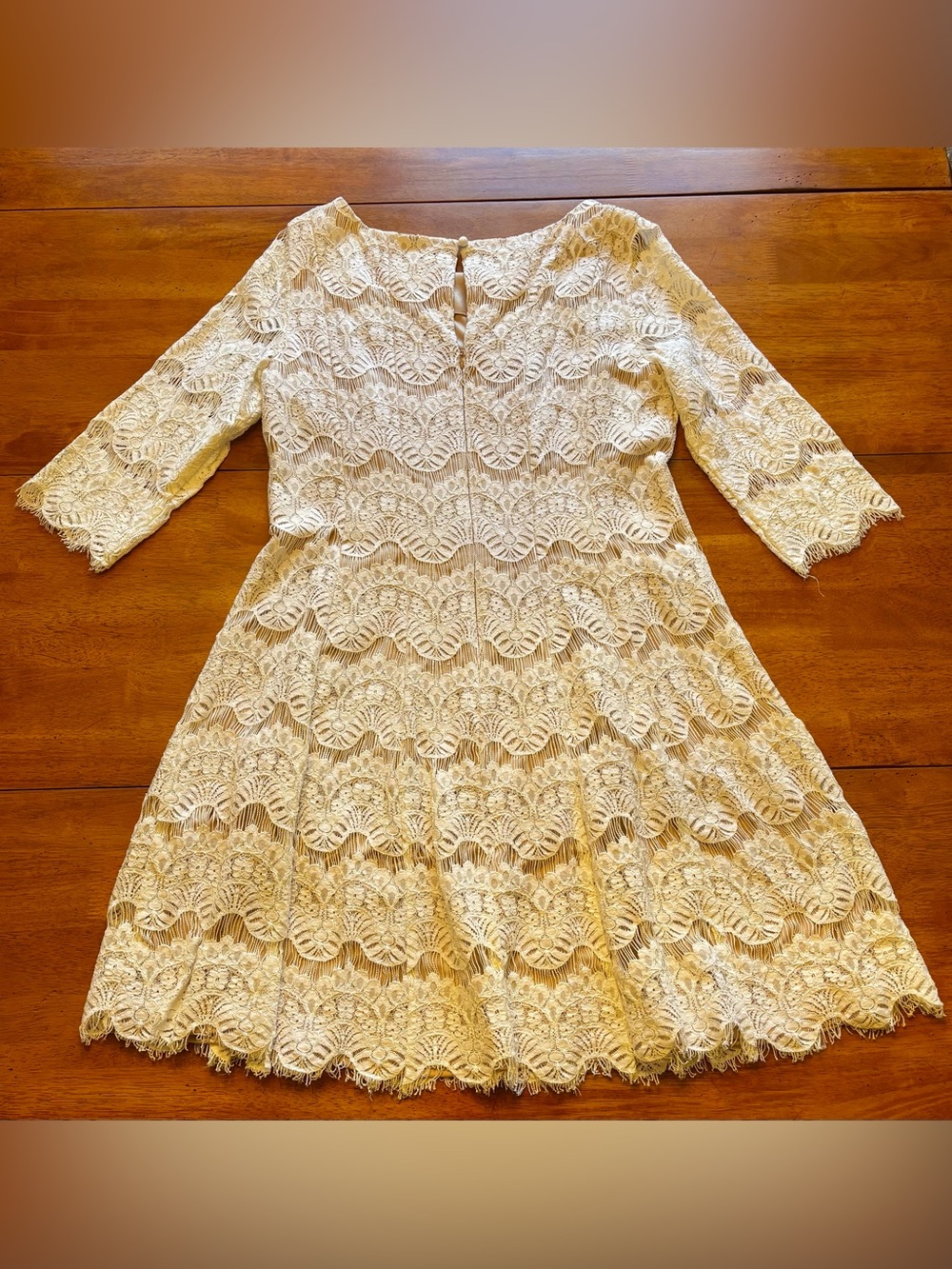 Jessica Howard Ivory Lace Lined Midi Sheath Dress size 16 - Picture 7 of 12